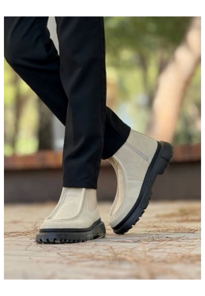 MirgeShoes Kum Bağcıksız Erkek Klasik Chelsea Bot Yüksek Kalın SYH Taban MRG01064751