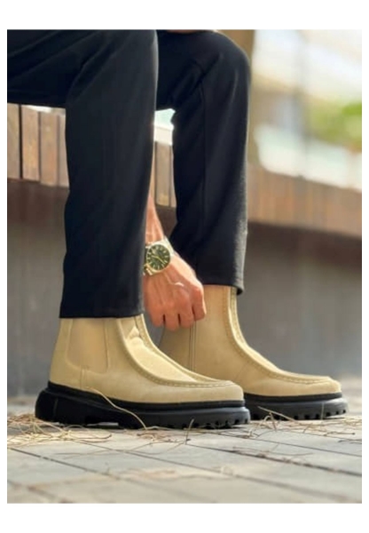 MirgeShoes Kum Bağcıksız Erkek Klasik Chelsea Bot Yüksek Kalın SYH Taban MRG01064751