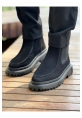 MirgeShoes Mat Siyah Bağcıksız Erkek Klasik Chelsea Bot Yüksek Kalın SYH Taban MRG01064751