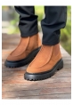 MirgeShoes Taba Bağcıksız Erkek Klasik Chelsea Bot Yüksek Kalın SYH Taban MRG01064751