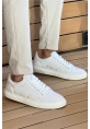 MirgeShoes Beyaz Bağcıklı Erkek Spor Ayakkabı Keten Kalın BYZ Taban MRG01064823