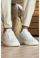 MirgeShoes Beyaz Bağcıklı Erkek Spor Ayakkabı Keten Kalın BYZ Taban MRG01064823