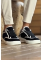 MirgeShoes Siyah-Beyaz Bağcıklı Erkek Spor Ayakkabı Keten Kalın BYZ Taban MRG01064823