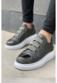 MirgeShoes Antrasit Kemerli Unisex Tarz Ayakkabı Yüksek Kalın BYZ Taban MRG01062569