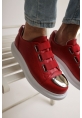 MirgeShoes Kırmızı Kemerli Unisex Tarz Ayakkabı Yüksek Kalın BYZ Taban MRG01062569