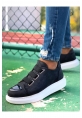 MirgeShoes Siyah Kemerli Unisex Tarz Ayakkabı Yüksek Kalın BYZ Taban MRG01062569