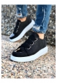 MirgeShoes Siyah Kemerli Unisex Tarz Ayakkabı Yüksek Kalın BYZ Taban MRG01062569