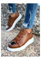 MirgeShoes Taba Kemerli Unisex Tarz Ayakkabı Yüksek Kalın BYZ Taban MRG01062569