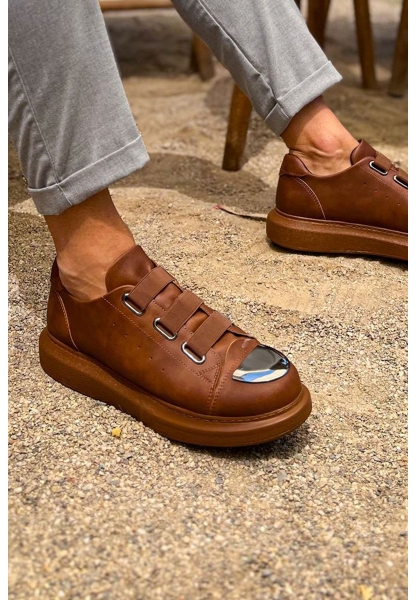 MirgeShoes Taba Kemerli Unisex Tarz Ayakkabı Yüksek Kalın SYH Taban MRG01062569