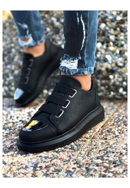 MirgeShoes Siyah Kemerli Unisex Tarz Ayakkabı Yüksek Kalın SYH Taban MRG01062569