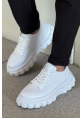 MirgeShoes Beyaz Bağcıklı Erkek Tarz Ayakkabı Modelli Yüksek BYZ Taban MRG01064833