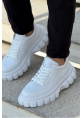 MirgeShoes Beyaz Bağcıklı Erkek Tarz Ayakkabı Modelli Yüksek BYZ Taban MRG01064833