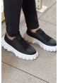 MirgeShoes Siyah Bağcıklı Erkek Tarz Ayakkabı Modelli Yüksek BYZ Taban MRG01064833