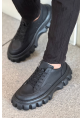 MirgeShoes Siyah Bağcıklı Erkek Tarz Ayakkabı Modelli Yüksek SYH Taban MRG01064833