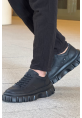 MirgeShoes Siyah Bağcıklı Erkek Tarz Ayakkabı Modelli Yüksek SYH Taban MRG01064833