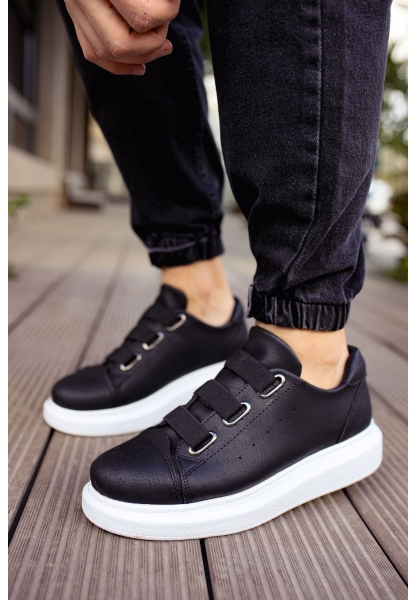 MirgeShoes Siyah Kemerli Unisex Klasik Tarz Ayakkabı Kalın BYZ Taban MRG01062571