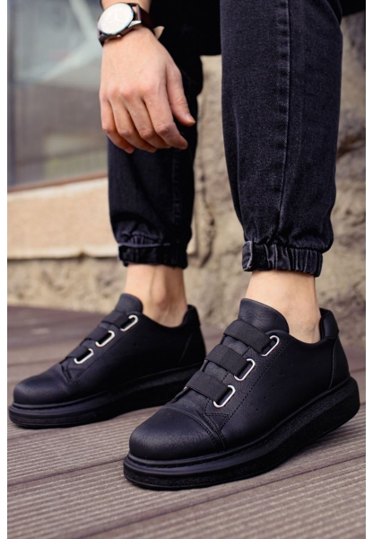 MirgeShoes Siyah Kemerli Unisex Klasik Tarz Ayakkabı Kalın SYH Taban MRG01062571