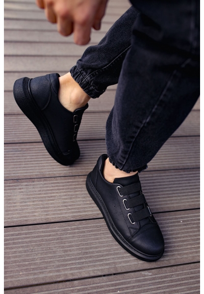 MirgeShoes Siyah Kemerli Unisex Klasik Tarz Ayakkabı Kalın SYH Taban MRG01062571