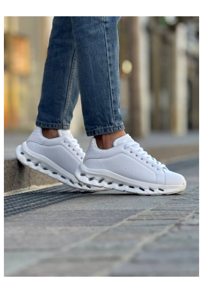 MirgeShoes Beyaz Bağcıklı Erkek Tarz Casual Ayakkabı Platfrom Kalın BYZ Taban MRG01064851
