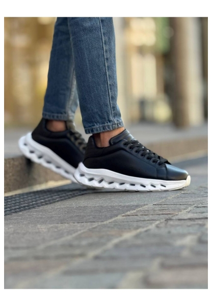 MirgeShoes Siyah Bağcıklı Erkek Tarz Casual Ayakkabı Platfrom Kalın BYZ Taban MRG01064851