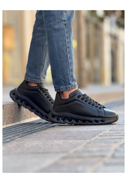 MirgeShoes Siyah Bağcıklı Erkek Tarz Casual Ayakkabı Platfrom Kalın SYH Taban MRG01064851