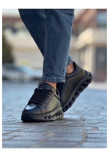 MirgeShoes Siyah Bağcıklı Erkek Tarz Casual Ayakkabı Platfrom Kalın SYH Taban MRG01064851