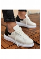 MirgeShoes Beyaz-Siyah Bağcıklı Unisex Spor Ayakkabı Kalın BYZ Taban MRG01062574