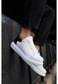 MirgeShoes Beyaz-Siyah Bağcıklı Unisex Spor Ayakkabı Kalın BYZ Taban MRG01062574