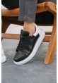 MirgeShoes Siyah-Beyaz Bağcıklı Unisex Spor Ayakkabı Kalın BYZ Taban MRG01062574