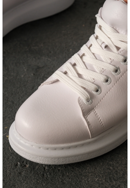 MirgeShoes Beyaz Bağcıklı Unisex Günlük Ayakkabı Yüksek Kalın BYZ Taban MRG01062575