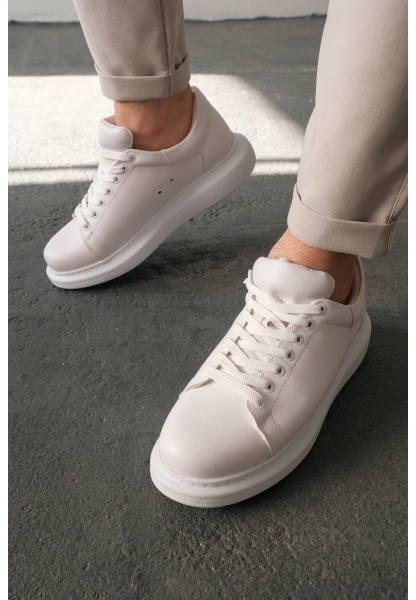 MirgeShoes Beyaz Bağcıklı Unisex Günlük Ayakkabı Yüksek Kalın BYZ Taban MRG01062575