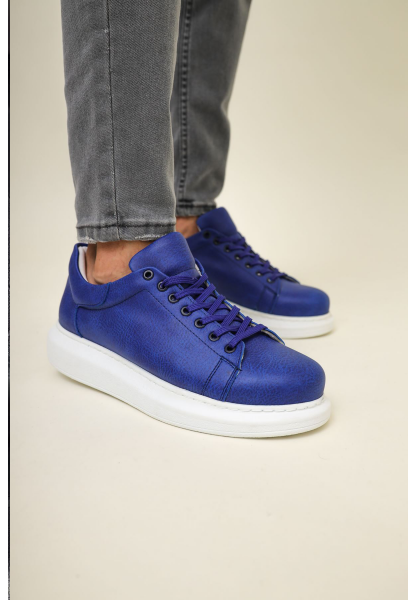 MirgeShoes Mavi Bağcıklı Unisex Günlük Ayakkabı Yüksek Kalın BYZ Taban MRG01062575