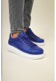 MirgeShoes Mavi Bağcıklı Unisex Günlük Ayakkabı Yüksek Kalın BYZ Taban MRG01062575