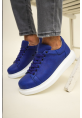 MirgeShoes Mavi Bağcıklı Unisex Günlük Ayakkabı Yüksek Kalın BYZ Taban MRG01062575