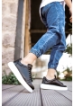 MirgeShoes Siyah Bağcıklı Unisex Günlük Ayakkabı Yüksek Kalın BYZ Taban MRG01062575
