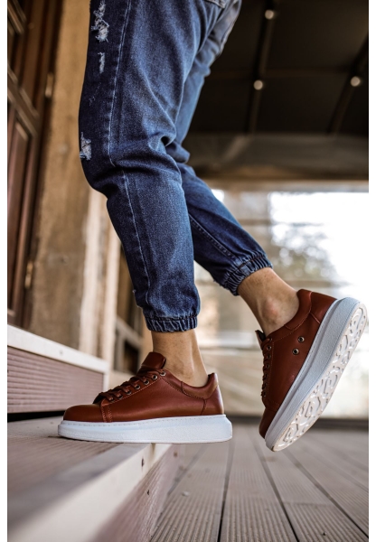 MirgeShoes Taba Bağcıklı Unisex Günlük Ayakkabı Yüksek Kalın BYZ Taban MRG01062575