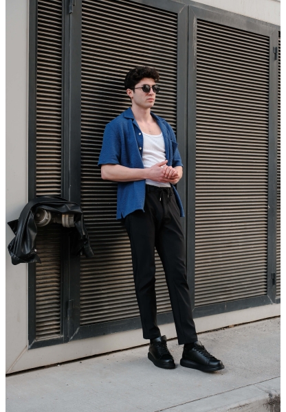 MirgeShoes Siyah Bağcıklı Unisex Günlük Ayakkabı Yüksek Kalın SYH Taban MRG01062575