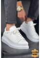 MirgeShoes Beyaz Bağcıklı Unisex Günlük Spor Ayakkabı Yüksek Kalın BYZ Taban MRG01062575