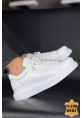 MirgeShoes Beyaz Bağcıklı Unisex Günlük Spor Ayakkabı Yüksek Kalın BYZ Taban MRG01062575