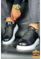 MirgeShoes Siyah Bağcıklı Unisex Günlük Spor Ayakkabı Yüksek Kalın BYZ Taban MRG01062575