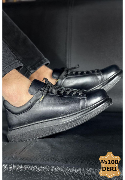 MirgeShoes Siyah Bağcıklı Unisex Günlük Spor Ayakkabı Yüksek Kalın SYH Taban MRG01062575