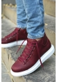 MirgeShoes Bordo Çengel Bağcıklı Erkek Yarım Bilek Bot Kalın BYZ Taban MRG01062576