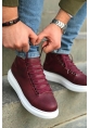 MirgeShoes Bordo Çengel Bağcıklı Erkek Yarım Bilek Bot Kalın BYZ Taban MRG01062576
