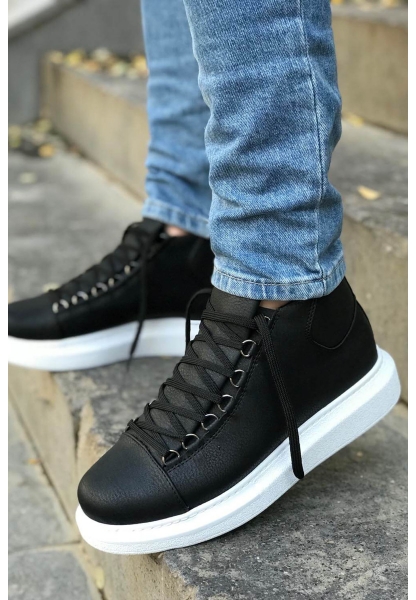 MirgeShoes Siyah Çengel Bağcıklı Erkek Yarım Bilek Bot Kalın BYZ Taban MRG01062576