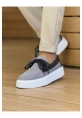 MirgeShoes Antrasit Bağcıklı Erkek Casual Spor Ayakkabı Triko Kalın BYZ Taban MRG01064920