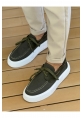 MirgeShoes Haki Bağcıklı Erkek Casual Spor Ayakkabı Triko Kalın BYZ Taban MRG01064920