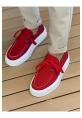 MirgeShoes Kırmızı Bağcıklı Erkek Casual Spor Ayakkabı Triko Kalın BYZ Taban MRG01064920