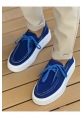 MirgeShoes Mavi Bağcıklı Erkek Casual Spor Ayakkabı Triko Kalın BYZ Taban MRG01064920