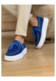 MirgeShoes Mavi Bağcıklı Erkek Casual Spor Ayakkabı Triko Kalın BYZ Taban MRG01064920