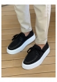 MirgeShoes Siyah Bağcıklı Erkek Casual Spor Ayakkabı Triko Kalın BYZ Taban MRG01064920